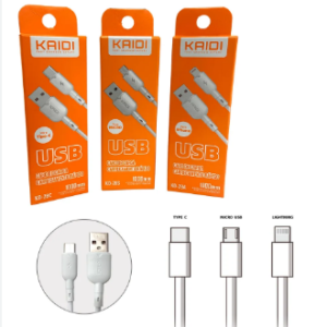 Cabo USB Kaidi 1mm V8, Tipo C e Iphone